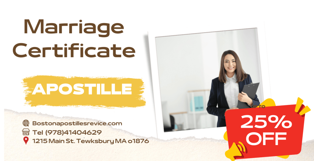 Marriage Certificate apostille service in Massachusetts